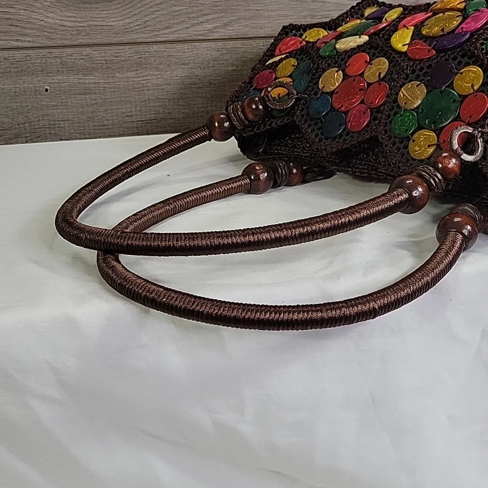 Boho Beaded/Crochet Colorful Patchwork Handbag - Picture 4 of 10